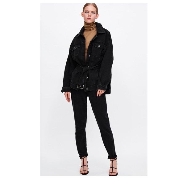 belted denim jacket zara